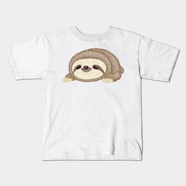 Sloth lying down Kids T-Shirt by sanogawa